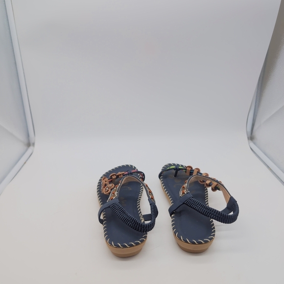 Embellished Navy Sandals Cool BOHO style Sz 6 - Picture 5 of 7